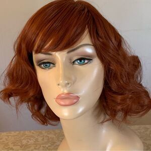 Wig Red Curls Shoulder Length Adjustable Straps NWOT Gorgeous